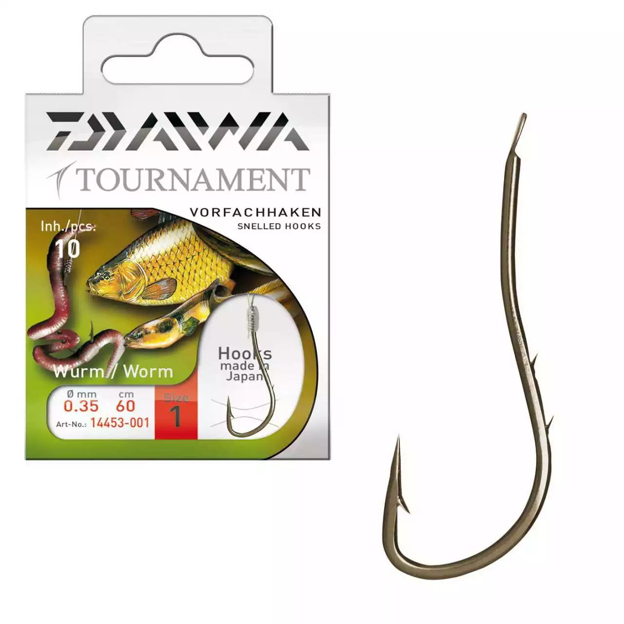 Daiwa Tournament Wurmhaken 60cm 10 Stück